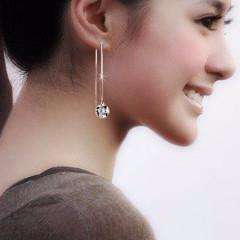 Feshionn IOBI Earrings Silver ON SALE - Naked IOBI Crystals Thread Drill Earrings