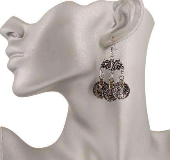 Feshionn IOBI Earrings Vintage Persian Coin Dangling Tassel Earrings