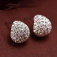 Feshionn IOBI Earrings White Gold ON SALE - Clam Shell Crystal Encrusted Textured Scoop Stud Earrings