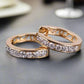 Feshionn IOBI Earrings Yellow Gold ON SALE - Channel Set Sparkly CZ Diamond Petite Hoop Earrings