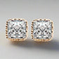 Feshionn IOBI Earrings Yellow Gold Plated Royal Princess 7mm Cut Simulated White Or Pink Sapphire Stud Earrings