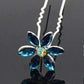 Feshionn IOBI Hair Jewelry Aqua / 1 Fun Flowers Crystal and Rhinestone Silver Plated Hair Pins