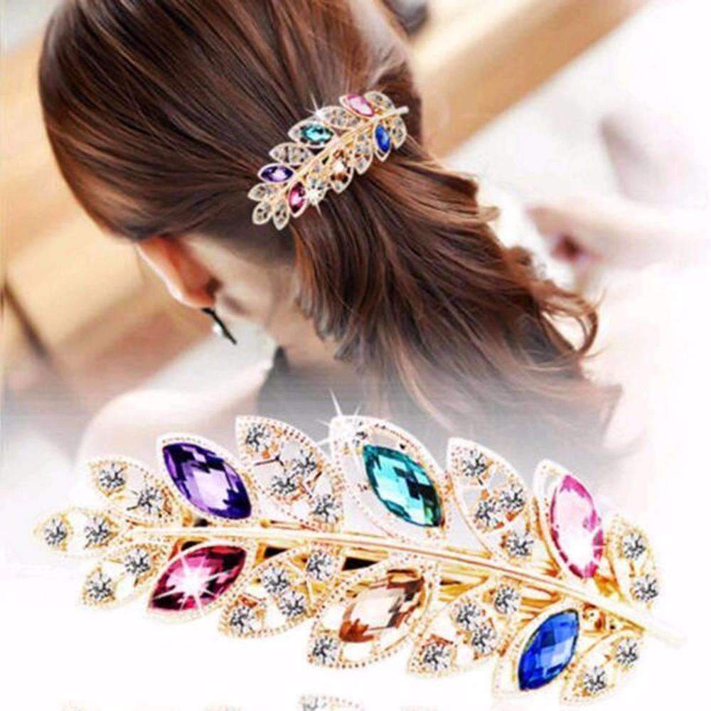 Feshionn IOBI Hair Jewelry Multi Color Laurel Leaf Gold Hair Barrette 6 Fashionable Colors to Choose!