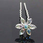 Feshionn IOBI Hair Jewelry Opal / 1 Fun Flowers Crystal and Rhinestone Silver Plated Hair Pins