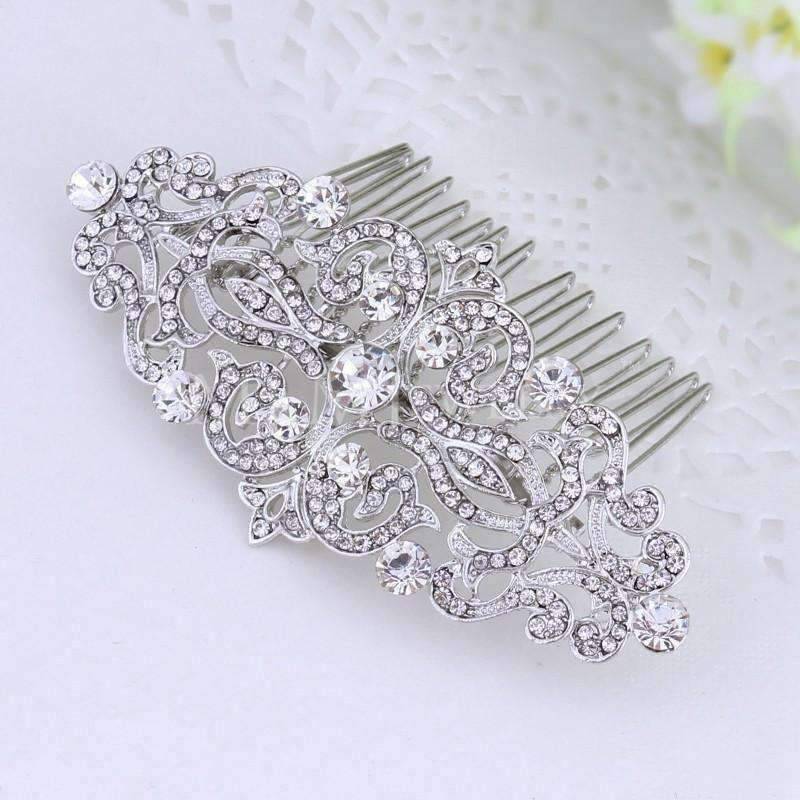 Feshionn IOBI Hair Jewelry Vintage Style Crystal and Filigree Hair Comb