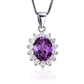 Feshionn IOBI Necklaces Alexandrite Sapphire Oval Cut 2.5CT IOBI Precious Gems Halo Pendant Necklace