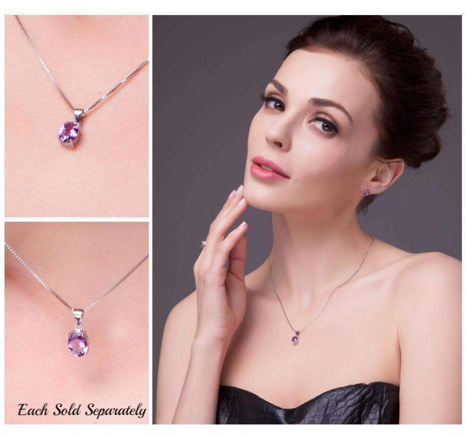 Feshionn IOBI Necklaces Amethyst Oval Cut 1.7CT IOBI Precious Gems Pendant Necklace