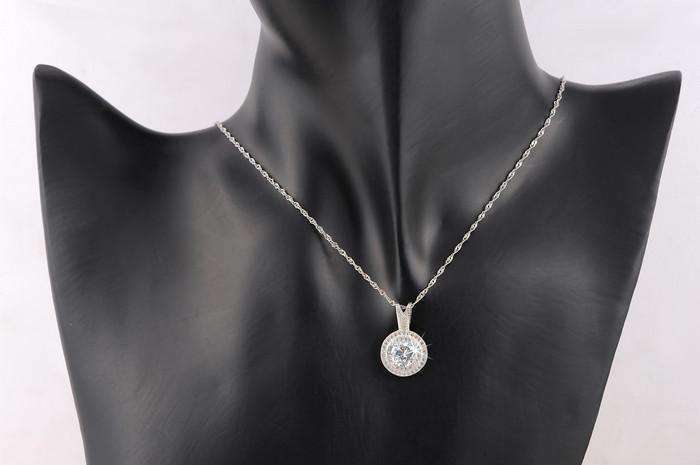 Feshionn IOBI Necklaces Belle Epoque Style Pendant Necklace with 1.25ct Swiss CZ in Platinum Plated Micro Pave' Setting