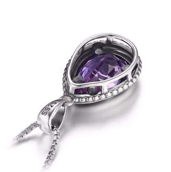 Feshionn IOBI Necklaces Bezel Set Alexandrite Sapphire Pear 6.6CT IOBI Precious Gems Pendant Necklace