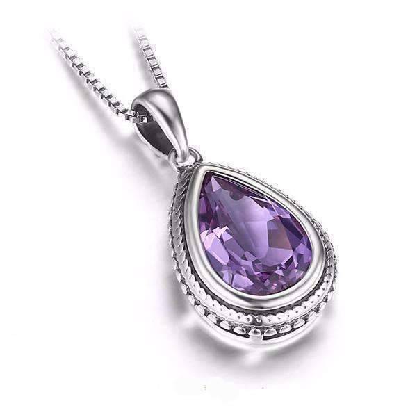 Feshionn IOBI Necklaces Bezel Set Alexandrite Sapphire Pear 6.6CT IOBI Precious Gems Pendant Necklace