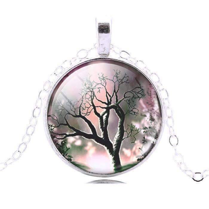 Feshionn IOBI Necklaces Black and Pastel Glass Cabochon Medallion Necklace - Black and Pastel