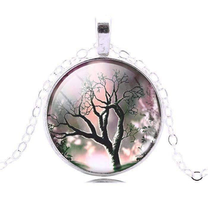 Feshionn IOBI Necklaces Black and Pastel Glass Cabochon Medallion Necklace - Black and Pastel