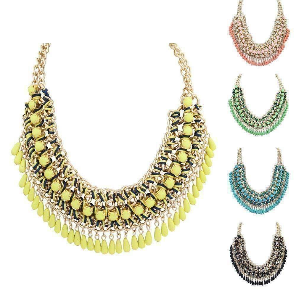 Feshionn IOBI Necklaces Bohemia Weave Beaded Choker Necklace