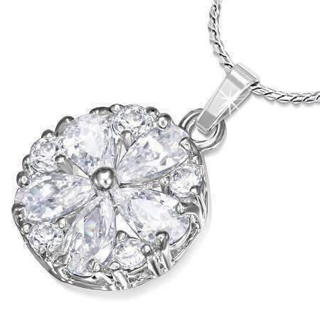 Feshionn IOBI Necklaces Clear ON SALE - "Daisy" Cubic Zirconia Flower Pendant Necklace