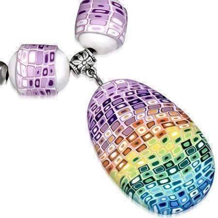 Feshionn IOBI Necklaces Free Spirit Multi-Color Hand Made Polymer Clay Bead Necklace
