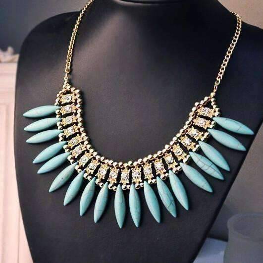 Feshionn IOBI Necklaces Funky Glam Bright Boho Bead and Rhinestone Collar Necklace