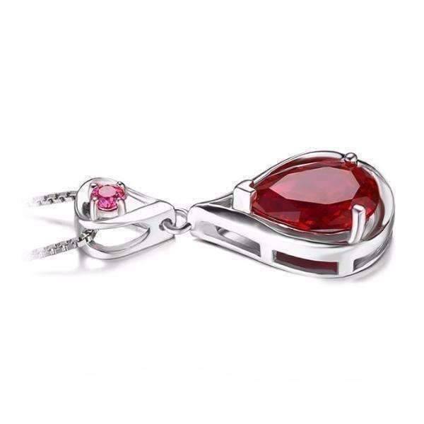 Feshionn IOBI Necklaces Gala 3.8CT Pear Drop Simulated Pigeon Blood Ruby IOBI Precious Gems Pendant