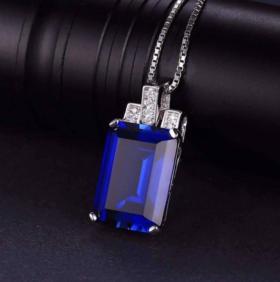 Feshionn IOBI Necklaces Legacy 9CT Emerald Cut Simulated Russian Sapphire IOBI Precious Gems Pendant