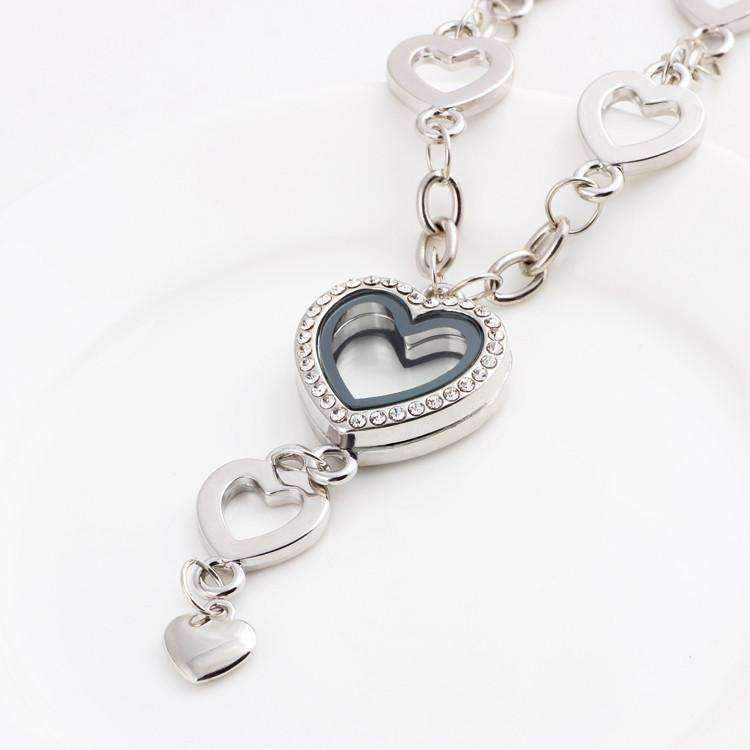 Feshionn IOBI Necklaces My Favorite Things Heart Shaped Charm Locket Necklace in Silver