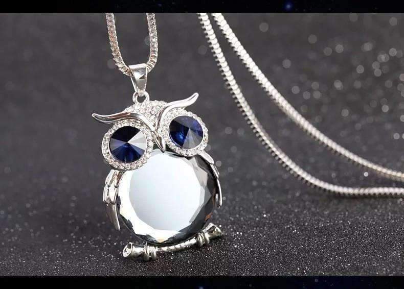 Feshionn IOBI Necklaces "Night Shades" Austrian Crystal Owl Cabochon Pendant Necklace ~ Three Colors to Choose!