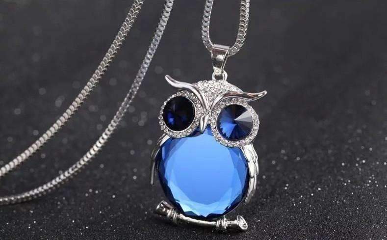 Feshionn IOBI Necklaces "Night Shades" Austrian Crystal Owl Cabochon Pendant Necklace ~ Three Colors to Choose!