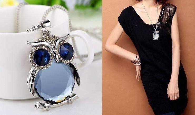 Feshionn IOBI Necklaces "Night Shades" Austrian Crystal Owl Cabochon Pendant Necklace ~ Three Colors to Choose!