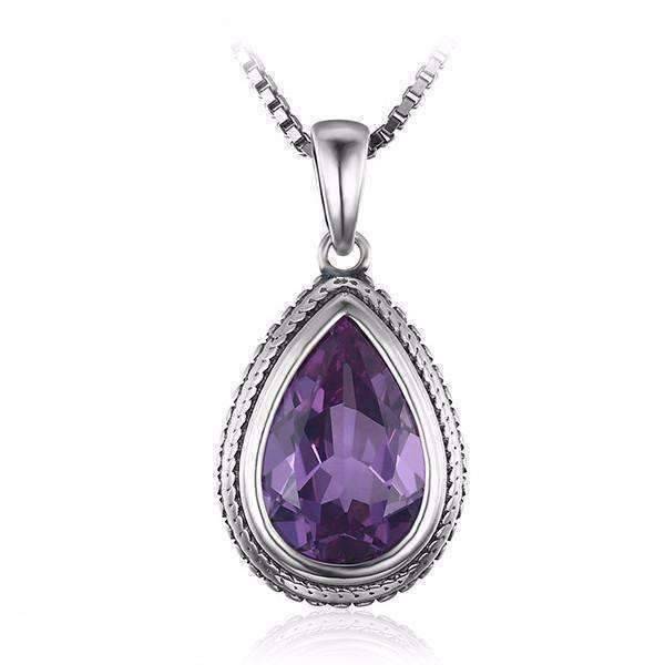 Feshionn IOBI Necklaces Pear Alexandrite Sapphire Pendant Bezel Set Alexandrite Sapphire Pear 6.6CT IOBI Precious Gems Pendant Necklace