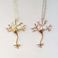 Feshionn IOBI Necklaces "Roots" Tribal Family Tree Pendant Necklace in Rose or Yellow Gold