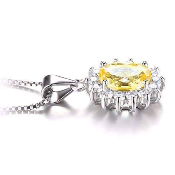 Feshionn IOBI Necklaces Spanish Gold Halo 2.5CT Genuine Citrine IOBI Precious Gems Pendant Necklace