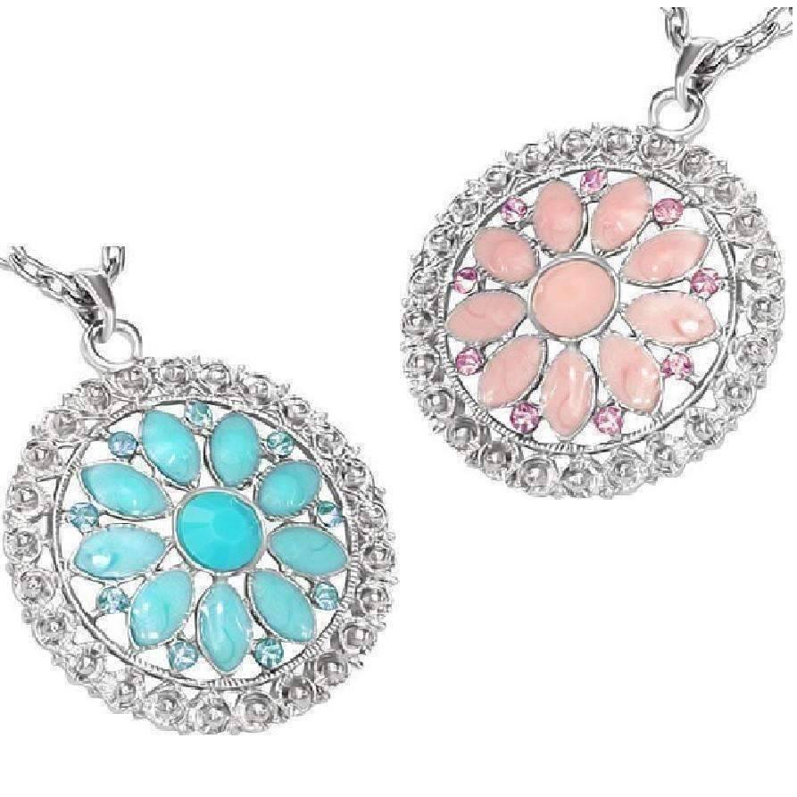 Feshionn IOBI Necklaces Spring Rain ON SALE - Delightful Daisy Vintage Look Enamel & CZ Floral Pendant Necklace ~ Two Fresh Colors to Choose!