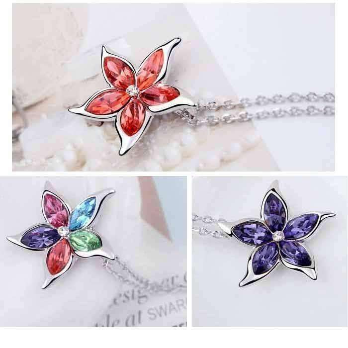 Feshionn IOBI Necklaces Starfish Flower Jewel IOBI Crystals Necklace - Choose Your Color