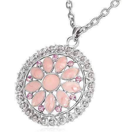 Feshionn IOBI Necklaces Sun-Kissed Peach ON SALE - Delightful Daisy Vintage Look Enamel & CZ Floral Pendant Necklace ~ Two Fresh Colors to Choose!