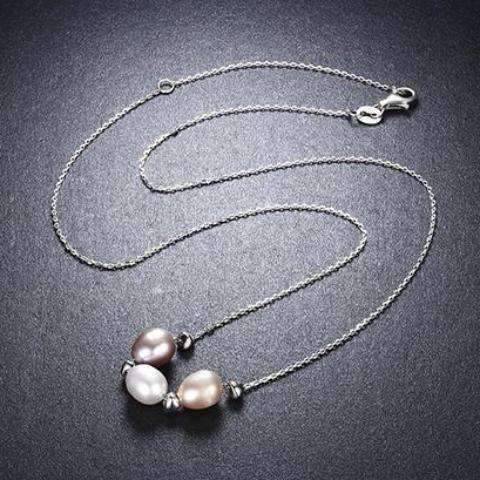 Feshionn IOBI Necklaces Tri-Color Freshwater Pearl Sterling Silver Slide Necklace