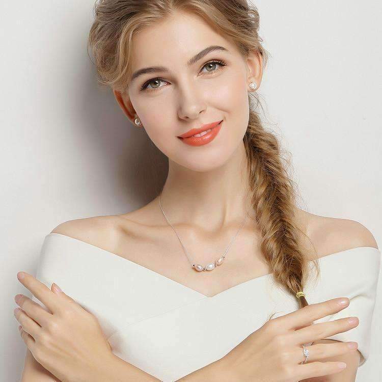 Feshionn IOBI Necklaces Tri-Color Freshwater Pearl Sterling Silver Slide Necklace