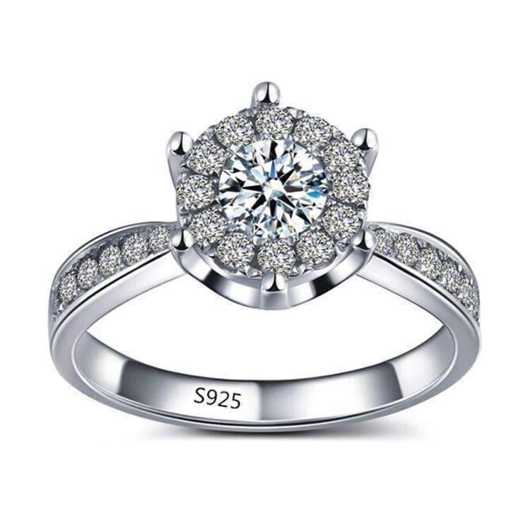 Feshionn IOBI Rings 5 / Platinum ON SALE - L'Amour 2.6 CT Cluster Set Simulated Diamond Solitaire Ring