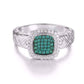 Feshionn IOBI Rings 5 Renaissance Pavé Nano Simulated Emerald Halo IOBI Precious Gems Ring