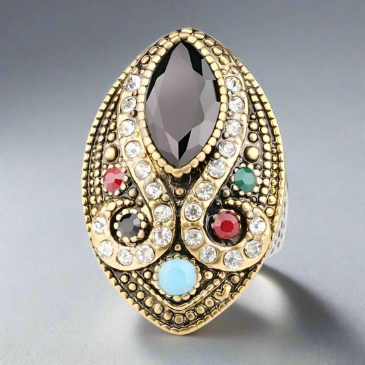 Feshionn IOBI Rings 6.25 Turkish Empire Bejeweled Cocktail Ring