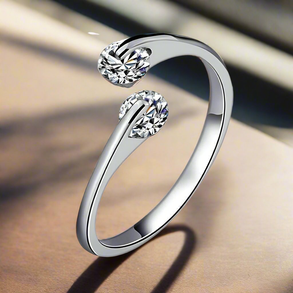 Feshionn IOBI Rings 6 / Crystal Clear ON SALE - Double Glimmer 2 Stone Ring - Choose Your Color