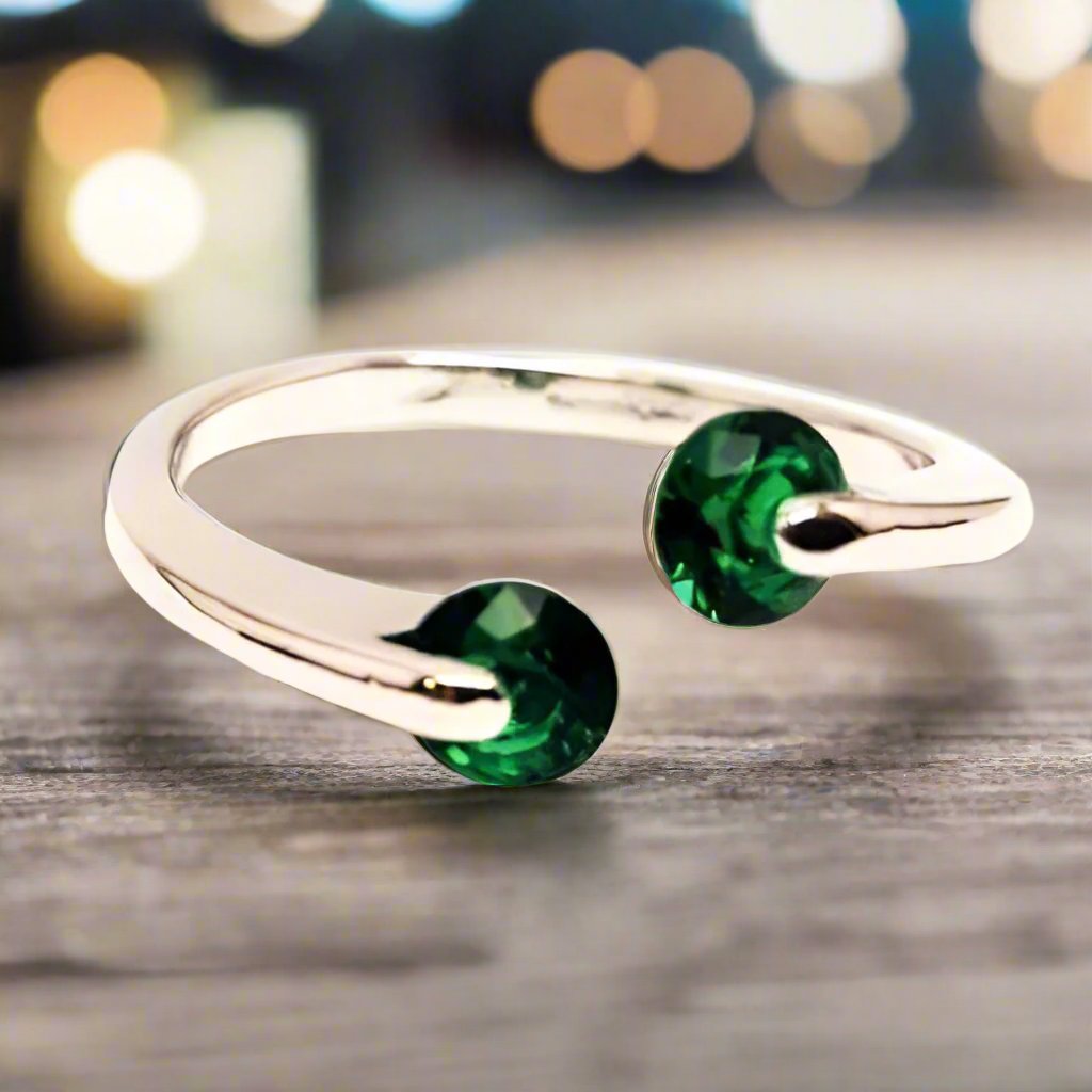 Feshionn IOBI Rings 6 / Emerald Green ON SALE - Double Glimmer 2 Stone Ring - Choose Your Color