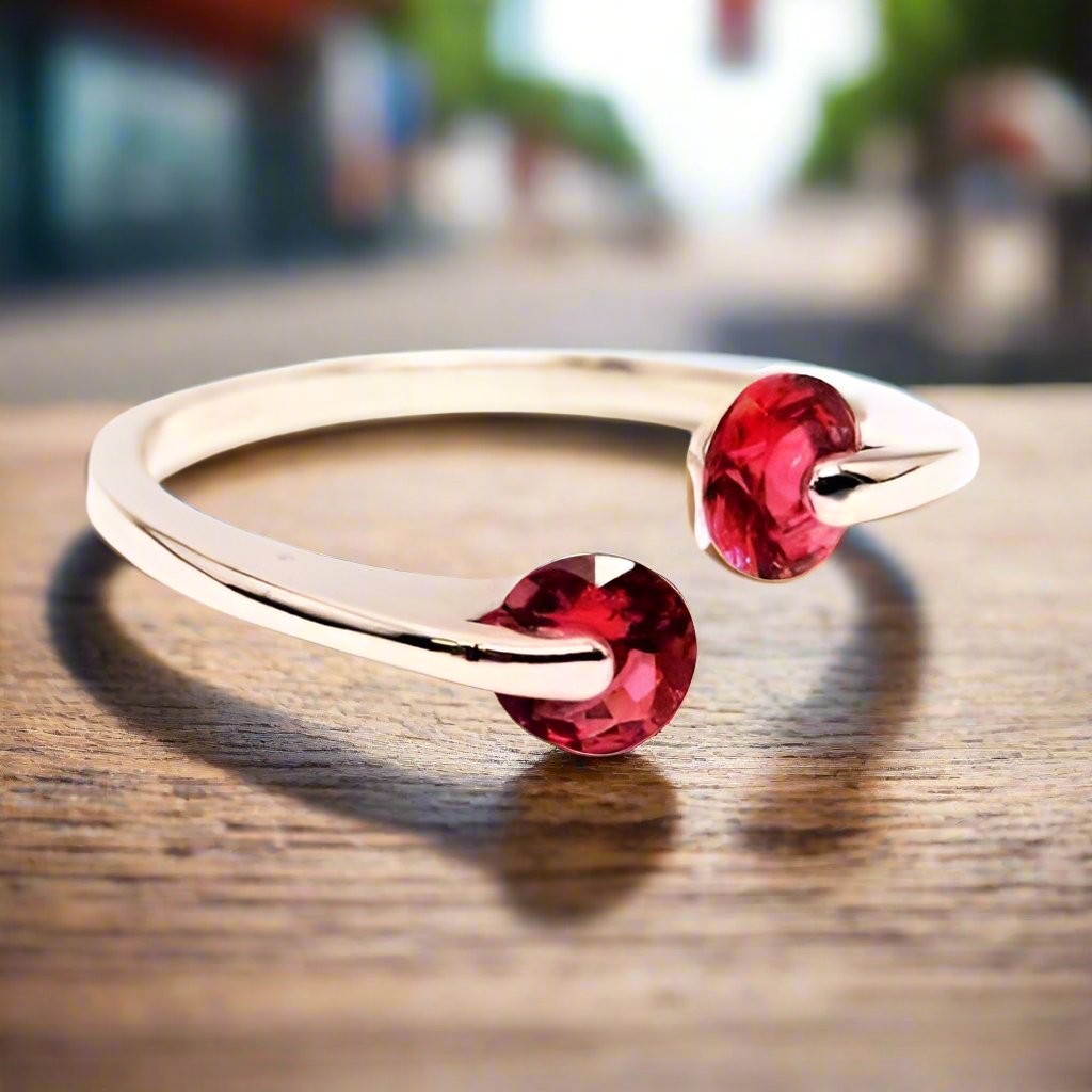 Feshionn IOBI Rings 6 / Magenta Pink ON SALE - Double Glimmer 2 Stone Ring - Choose Your Color