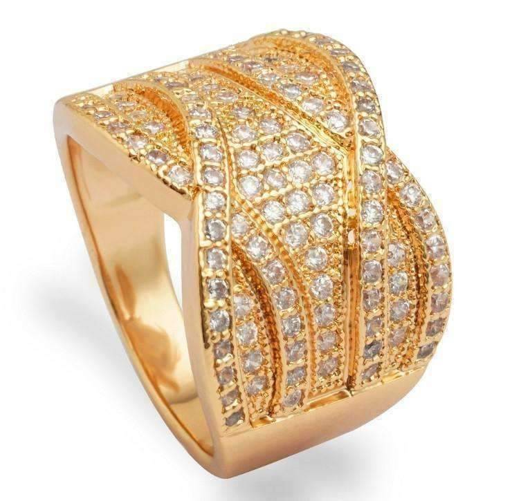 Feshionn IOBI Rings 6 ON SALE - Vintage French Braid Micro Pavé Set Cubic Zirconia Wide Band Ring