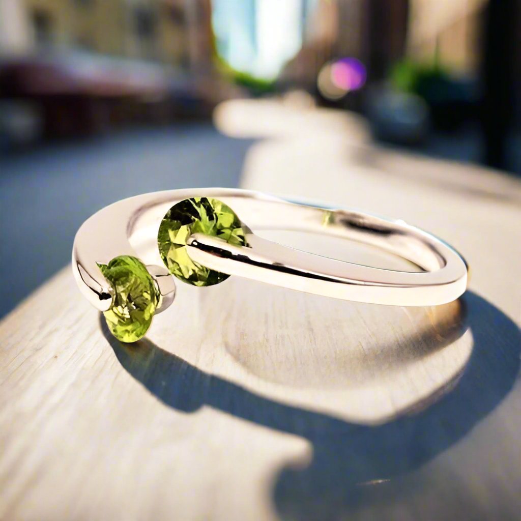 Feshionn IOBI Rings 6 / Peridot Green ON SALE - Double Glimmer 2 Stone Ring - Choose Your Color