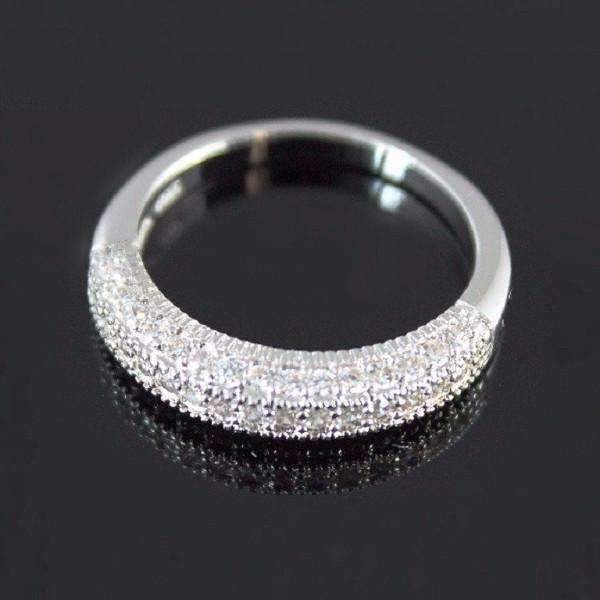 Feshionn IOBI Rings 6 / Platinum "Sofia" Micro Pavé Set Cubic Zirconia Milgrain Half Band Ring
