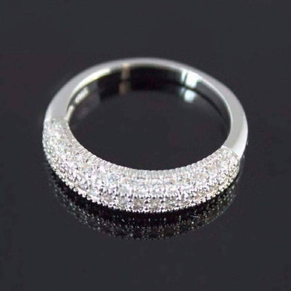 Feshionn IOBI Rings 6 / Platinum "Sofia" Micro Pavé Set Cubic Zirconia Milgrain Half Band Ring