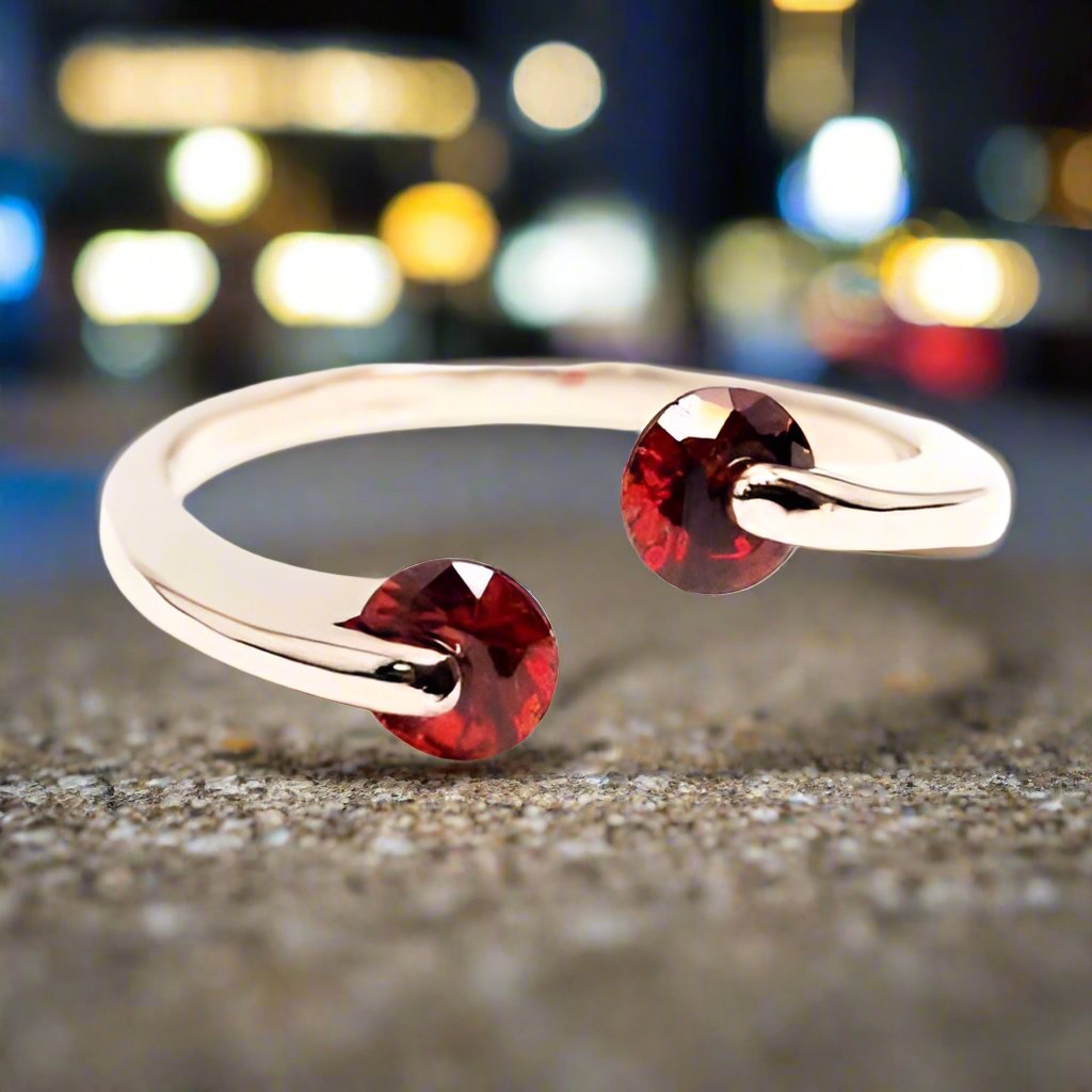 Feshionn IOBI Rings 6 / Ruby Red ON SALE - Double Glimmer 2 Stone Ring - Choose Your Color