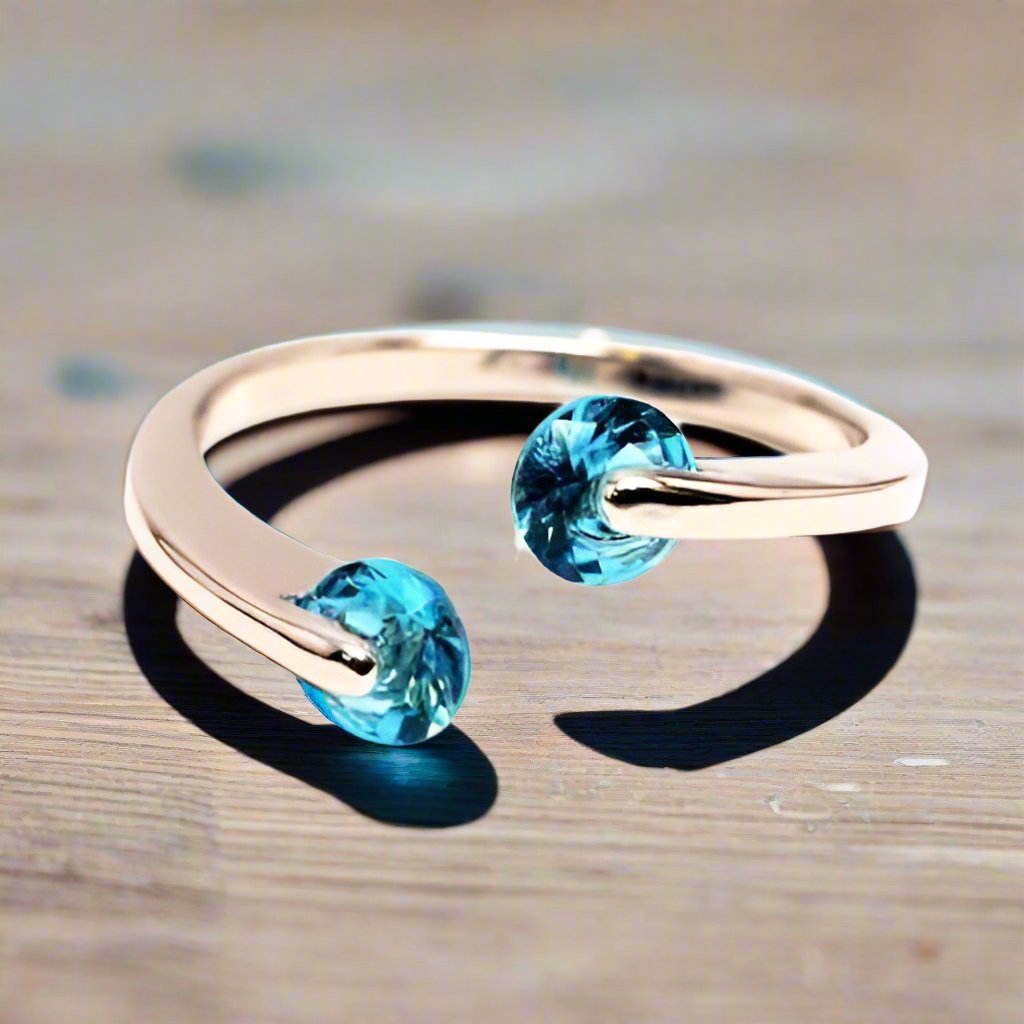 Feshionn IOBI Rings 6 / Topaz Blue ON SALE - Double Glimmer 2 Stone Ring - Choose Your Color