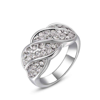 Feshionn IOBI Rings 6 / White Gold French Twist Pavé Crystal Ring in 18k Rose Gold or White Gold