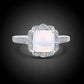 Feshionn IOBI Rings Cabochon White Opal Sterling Silver Ring
