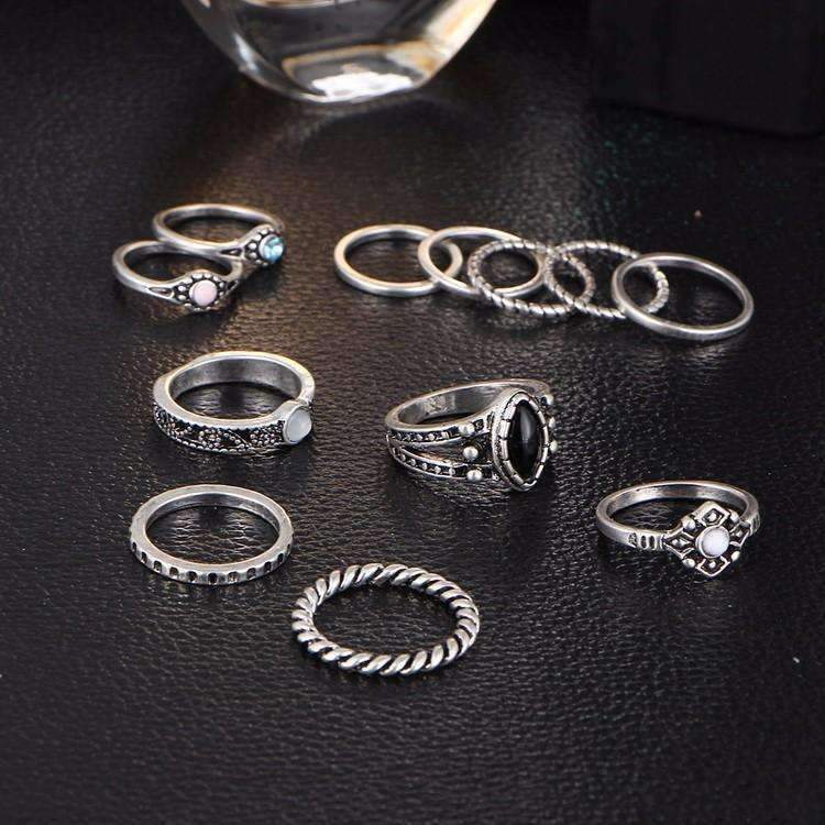 Feshionn IOBI Rings Desert Sky Boho Midi-Knuckle Rings Set of 12 - Silver or Gold