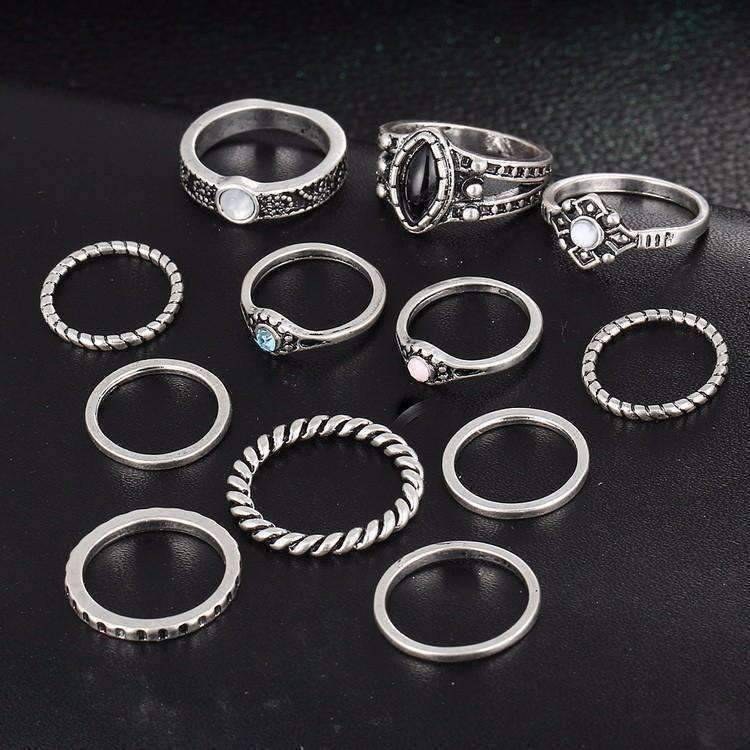 Feshionn IOBI Rings Desert Sky Boho Midi-Knuckle Rings Set of 12 - Silver or Gold